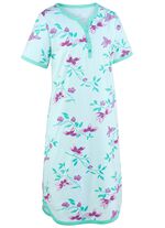 Tv&aring;pack nattlinnen, kn&auml;l&aring;nga med knappsl&aring; och korta &auml;rmar 