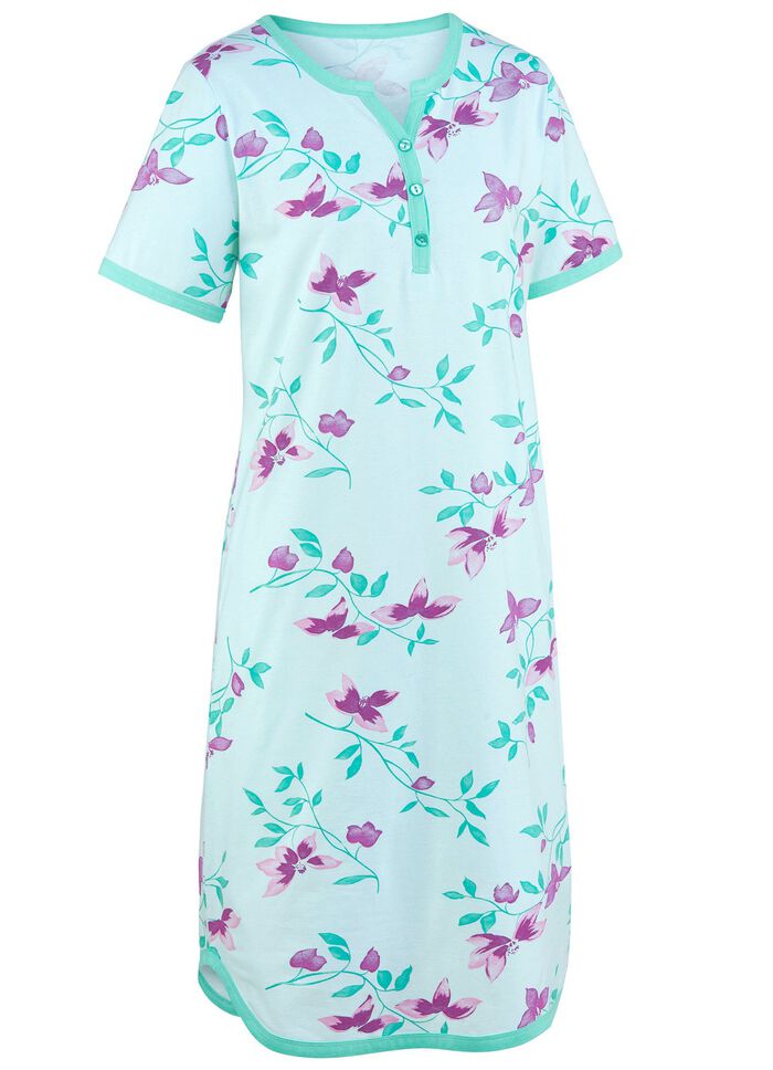 Tv&aring;pack nattlinnen, kn&auml;l&aring;nga med knappsl&aring; och korta &auml;rmar 