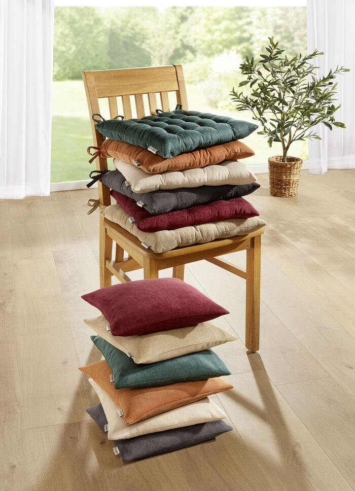 Stolsdyna och kuddfodral i fin manchester NATUR