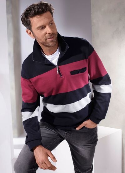 Sweatshirt med kn&auml;ppbar br&ouml;stficka 