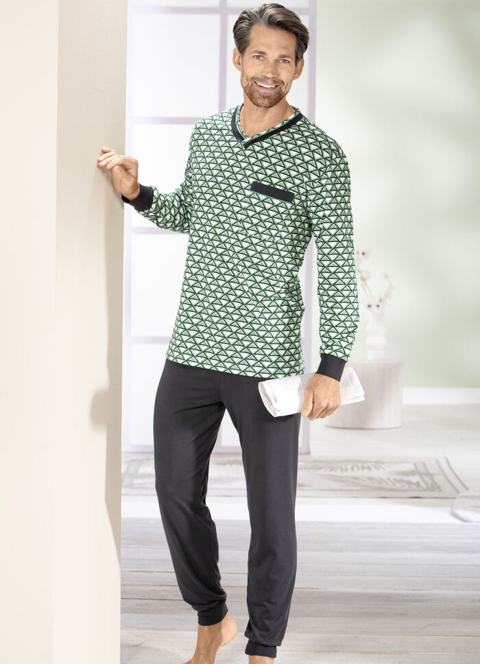 Pyjamas med V-ringning och muddar, 