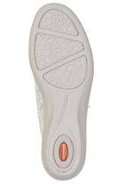 ELENA EDEN, bekväma damtofflor, bredd G, med uttagbar fotbädd ECRU-SILBER