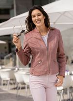 Kort jacka av imiterad mocka 