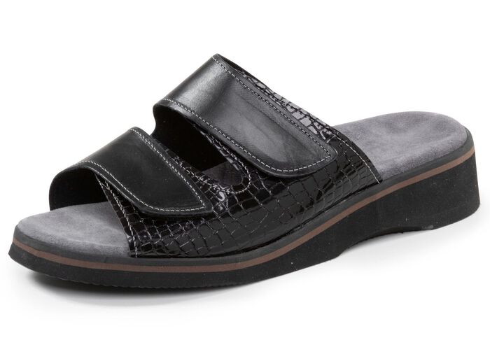 Bekv&auml;ma damslippers, bredd K, med kardborreband SCHWARZ