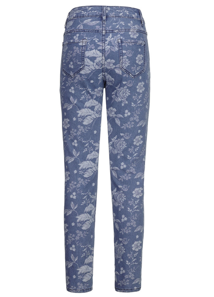 Jeans med blommig design SVART