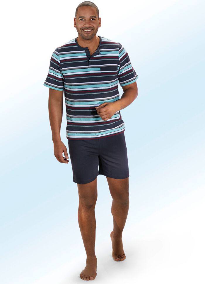 Tv&aring; paket shorts med knappsl&aring; och garnf&auml;rgad randig design 