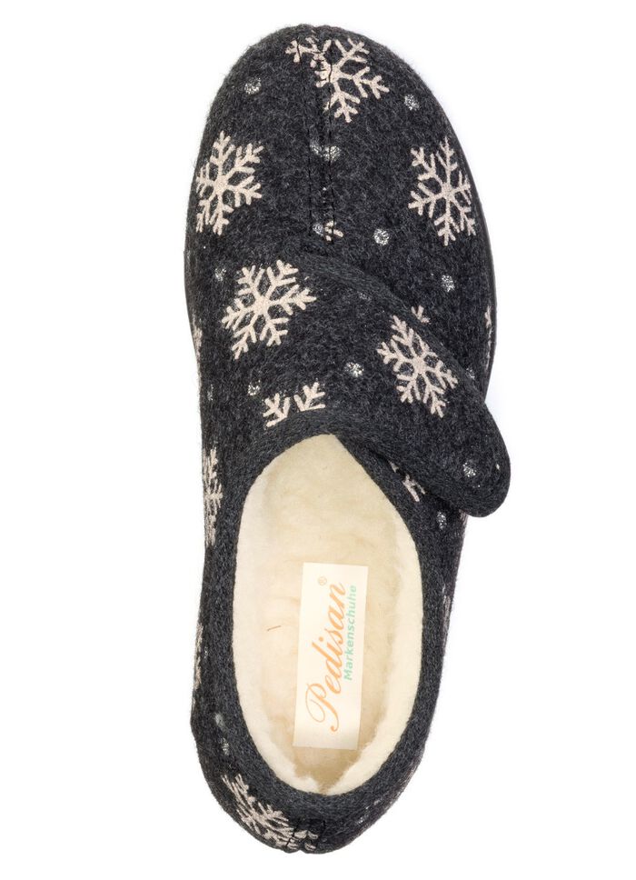 Varma damtofflor, bredd H, med kardborreband 