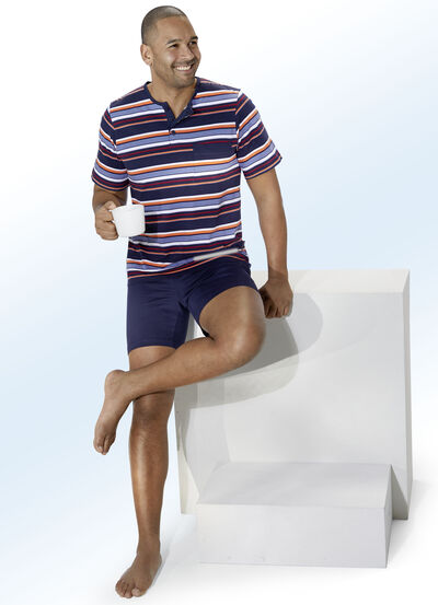 Två paket shorts med knappslå och garnfärgad randig design, , large