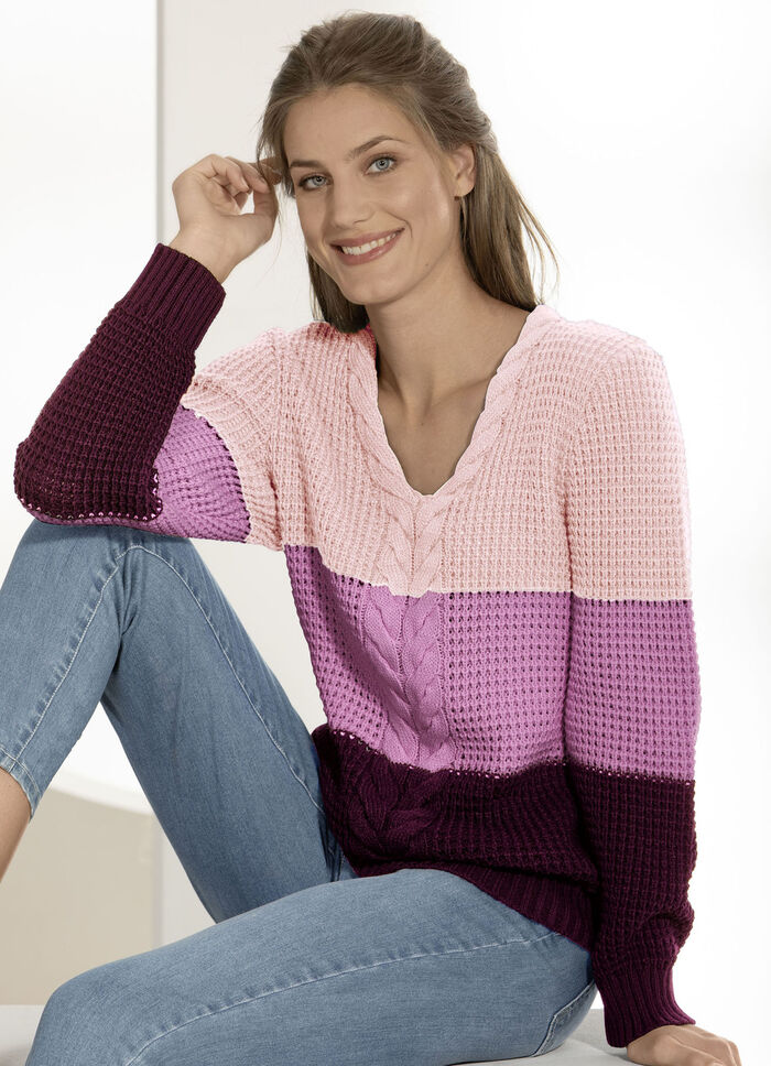 Tröja i colorblocking ROSA-ROSÉ-BORDEAUX