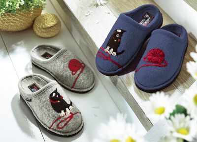 Haflinger tofflor Caty, gjorda av h&ouml;gkvalitativ jungfruull 