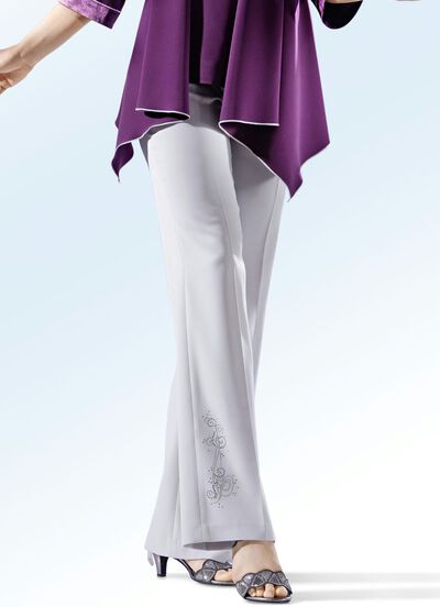 Byxor med elegant dekorativt tallrikmotiv 