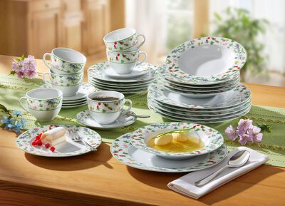 Millefiori porslinsservis av h&ouml;gkvalitativt vitt porslin 