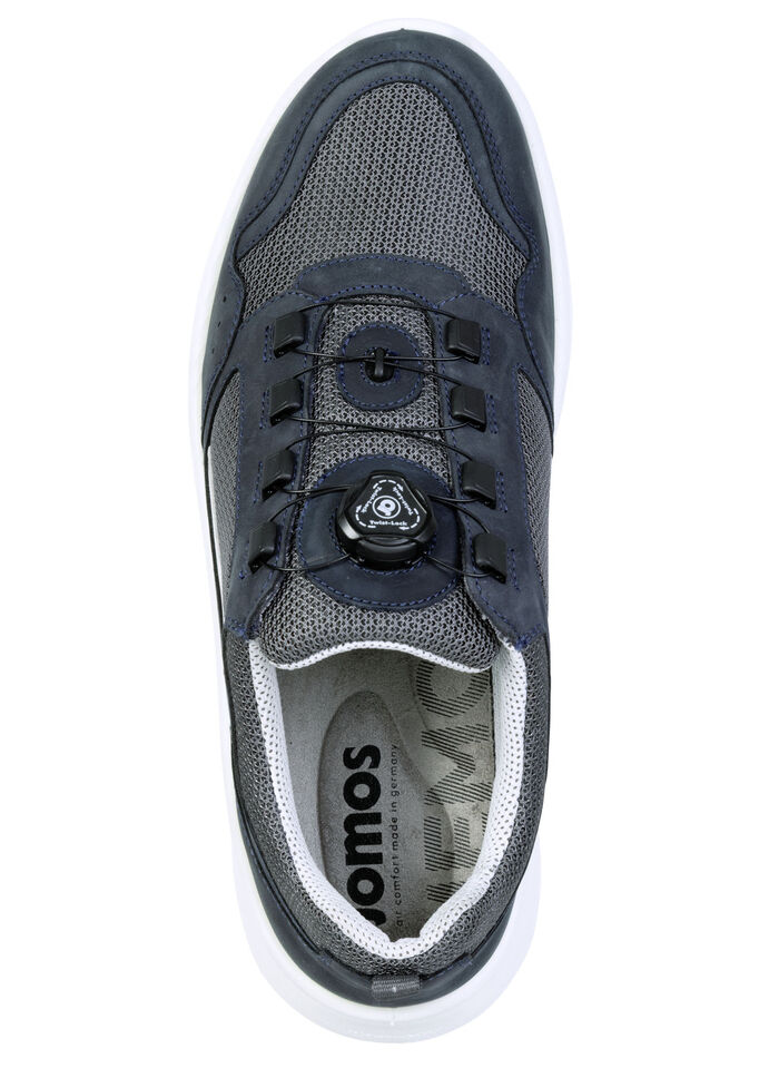 Sportiga herrtofflor, bredd H, med uttagbar fotb&auml;dd BLAU-GRAU