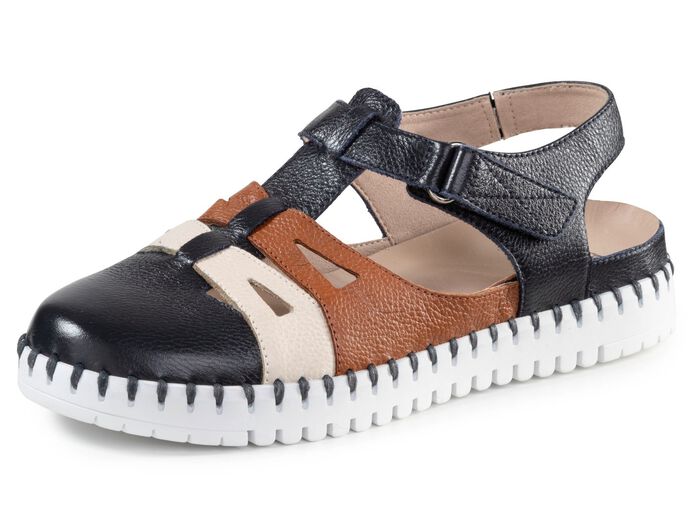 ELENA EDEN sandal gjord av kornigt nappal&auml;der MARINBL&Aring;