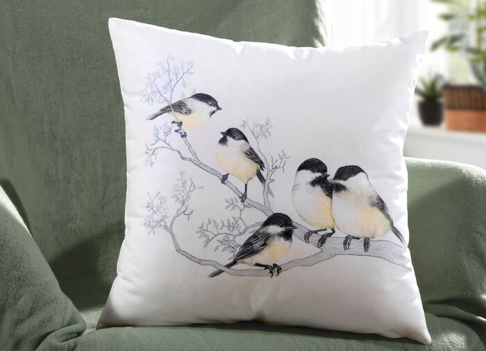 Kuddfodral med f&aring;gelmotiv 