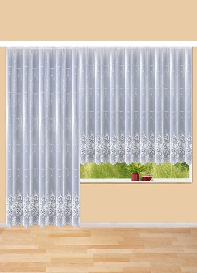 Rullgardin med Plauen-broderi och universalskena 