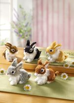 Plyschkaniner i naturtrogna f&auml;rger, set om 5 