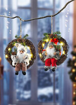 Jultomten i en krans, set om 2 