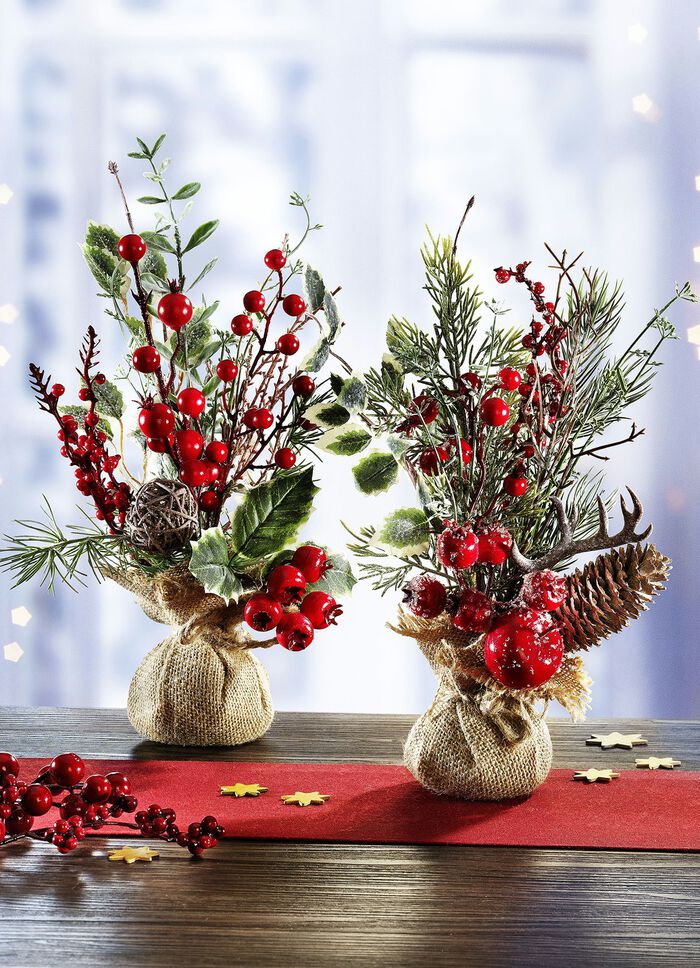 Arrangemang i en jutepåse, set om 2 