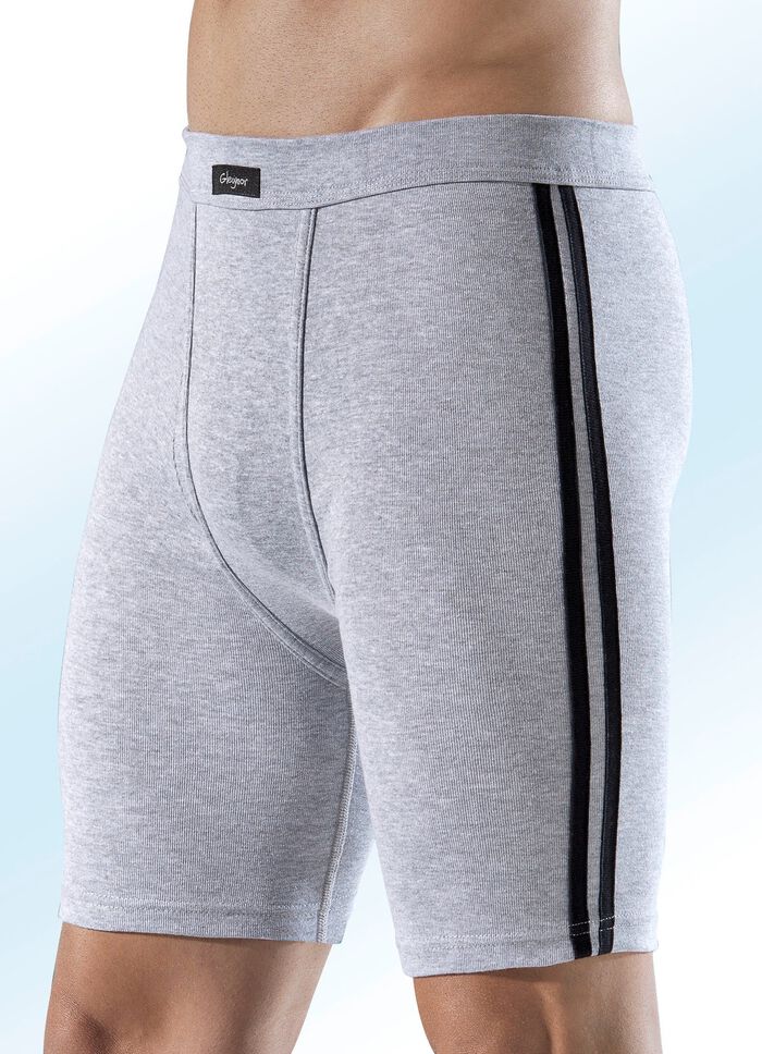 Fyrapack kn&auml;l&aring;nga kalsonger med kontrasterande r&auml;nder p&aring; sidan 