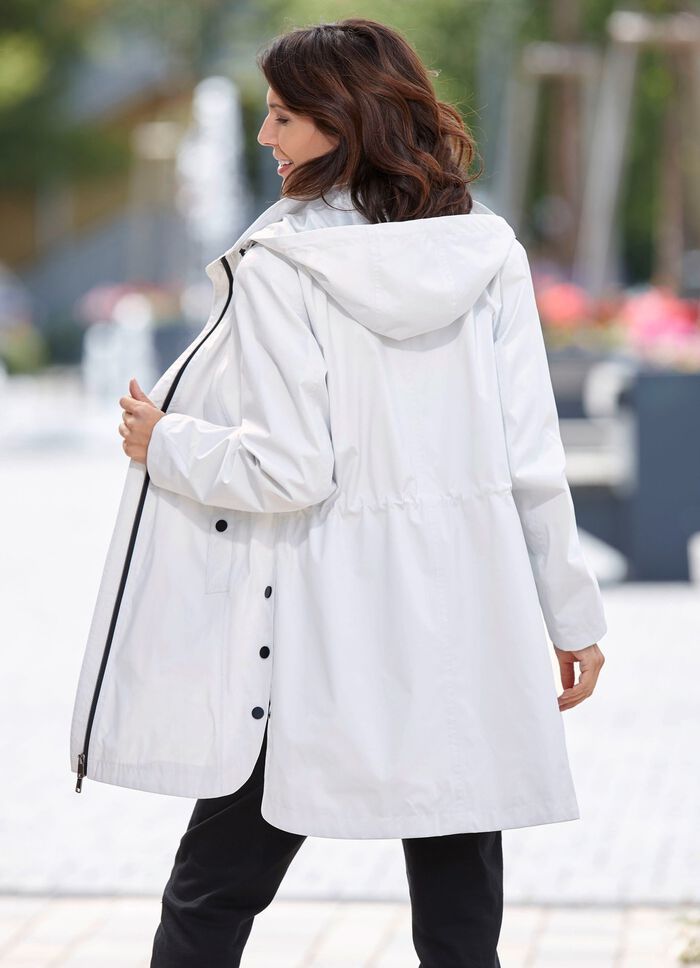 Funktionell kort kappa med avtagbar huva 