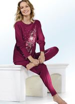 Pyjamas, rund halsringning med muddar BORDEAUX