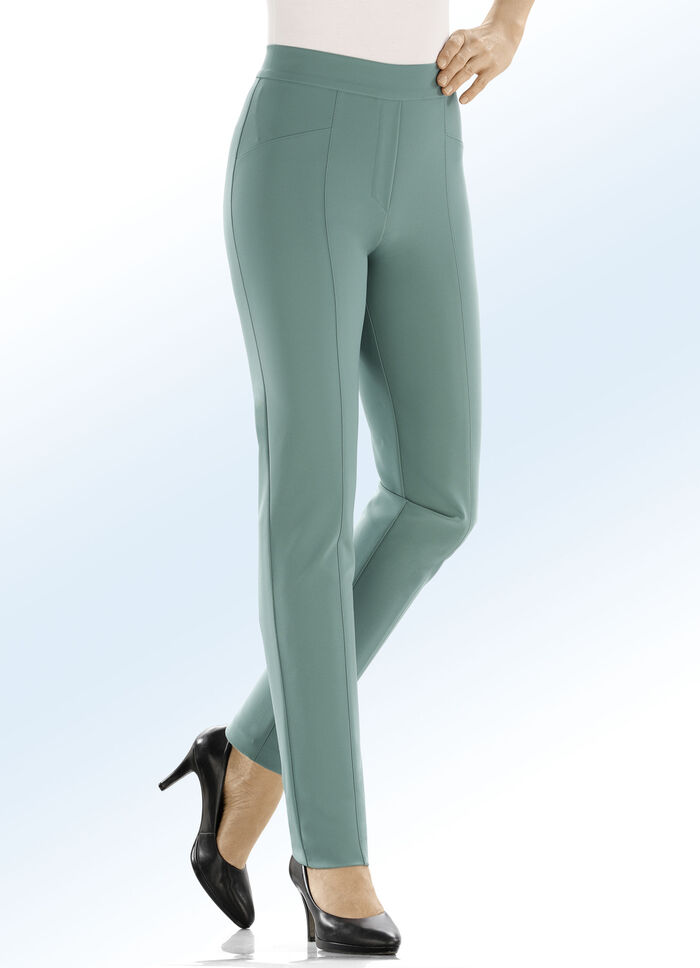 Byxor med vacker dekorativ quiltning JADE GR&Ouml;N