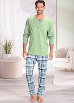 Pyjamas med knappsl&aring; och &ouml;ppna manschetter 