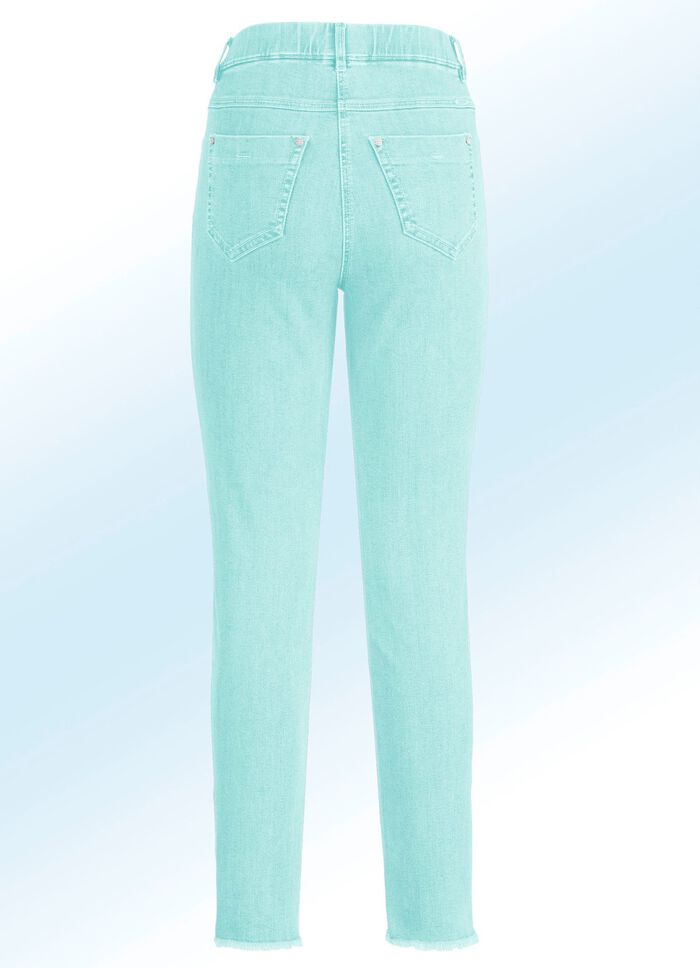 Magiska jeans med trendig fransf&aring;ll 