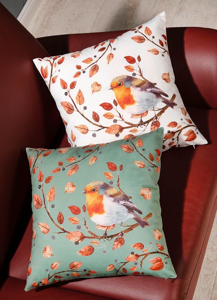 Kuddfodral med f&aring;gel p&aring; gren motiv GR&Auml;DDE