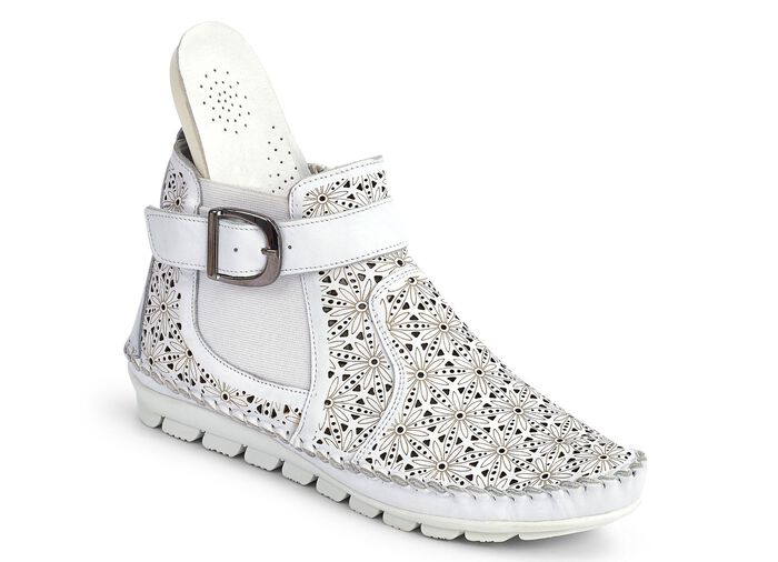 Gemini st&ouml;vlar i mockasin med justerbart dekorativt l&aring;s VIT