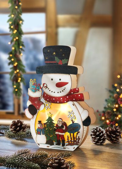 Upplyst sn&ouml;gubbe med timerfunktion 