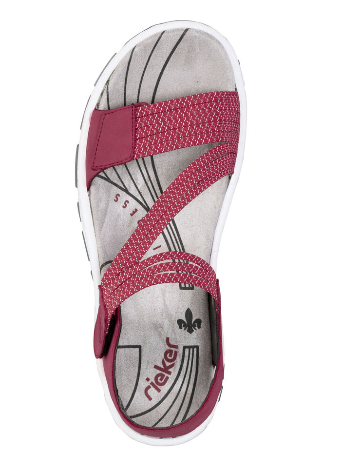 Rieker, sportiga damsandaler, med två kardborreband RÖD