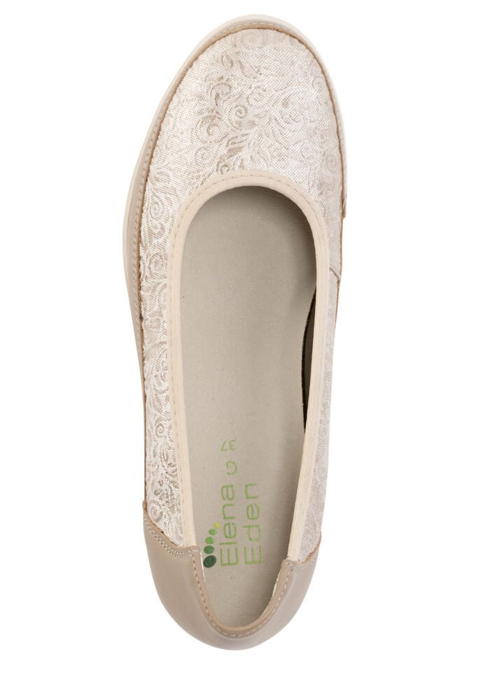 ELENA EDEN ballerina i nappaläder och glänsande präglat läder TAUPE