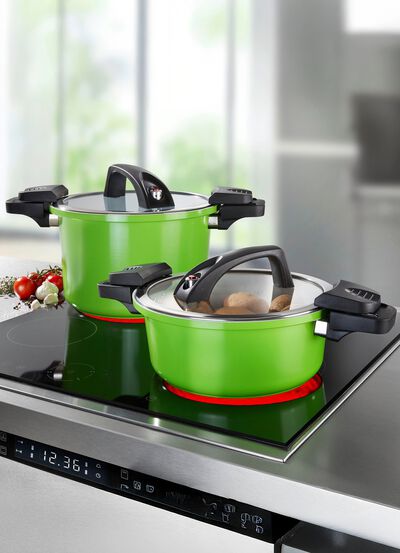 Energisparande gryta med lock till l&aring;gtryckskokare 