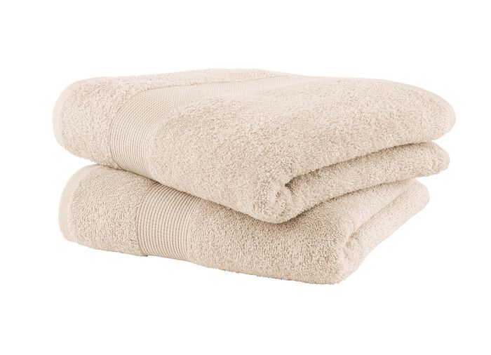 Mysig frott&eacute;serie med kant BEIGE