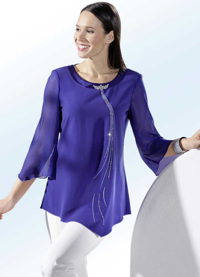 Tunika med gl&auml;nsande &auml;delstenar SVART-VITT