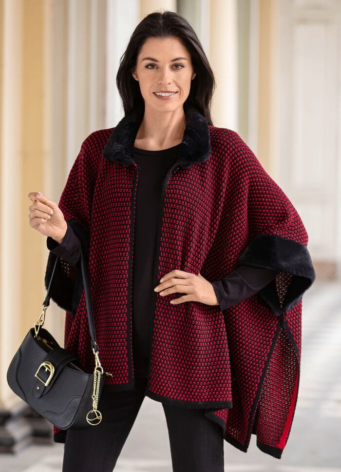 Poncho med fuskp&auml;lskant 