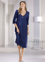 Nattlinne, vadlång med blombroderad spets MARIN