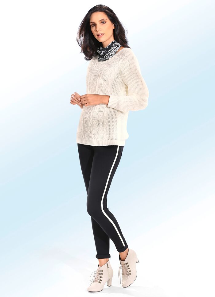 Leggings med ecru-f&auml;rgat dekorband 