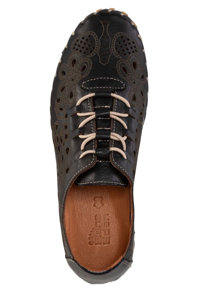 ELENA EDEN tofflor i mjukt nappal&auml;der med pr&auml;gling 