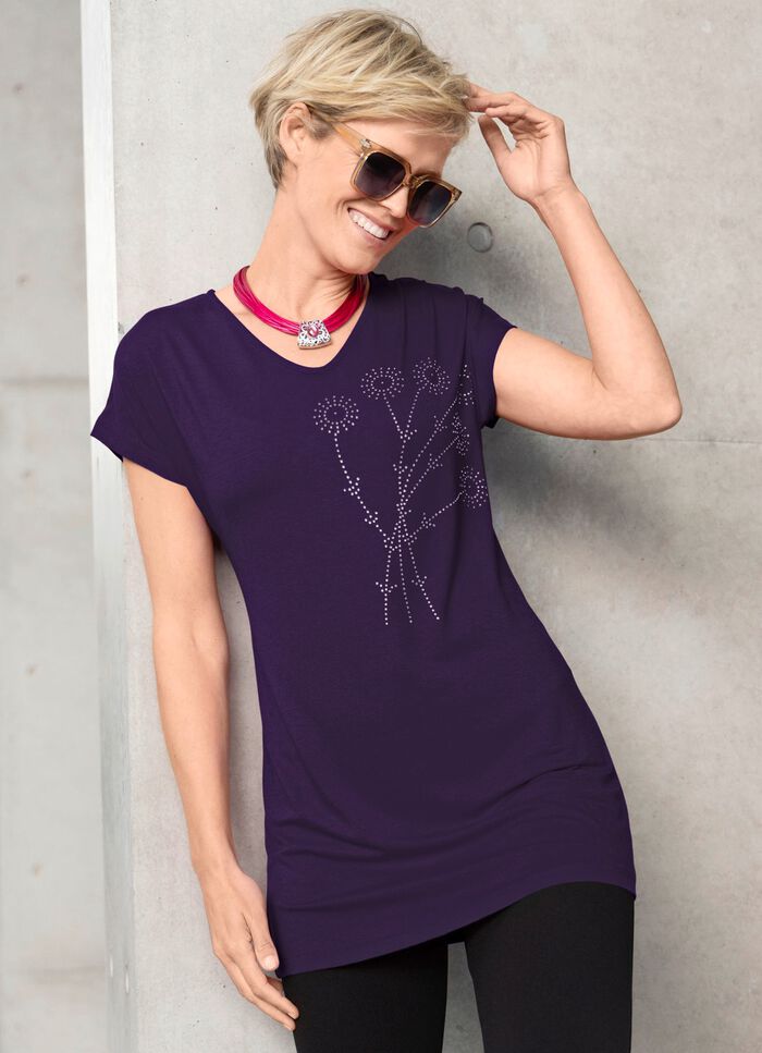 L&aring;ng skjorta med strassdekoration 