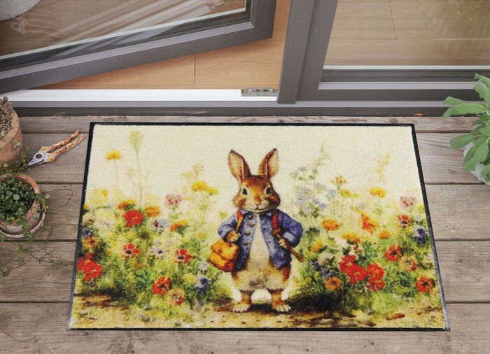D&ouml;rrmatta med kaninmotiv 