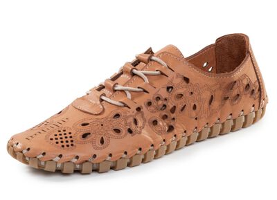 ELENA EDEN tofflor i mjukt nappal&auml;der med pr&auml;gling 