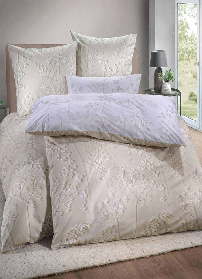 Vändbart sängklädesset tillverkat av 100 % bomull BEIGE