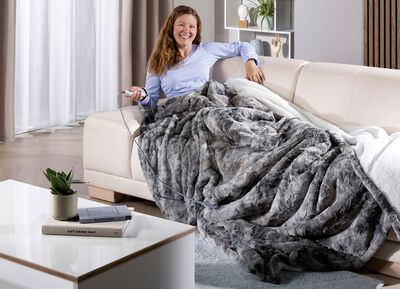 XXL elektrisk filt i lammskinnslook 