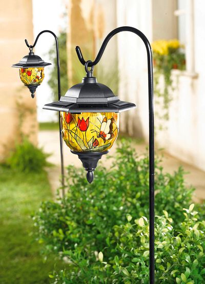 Tiffany solcellslampor, set om 2 