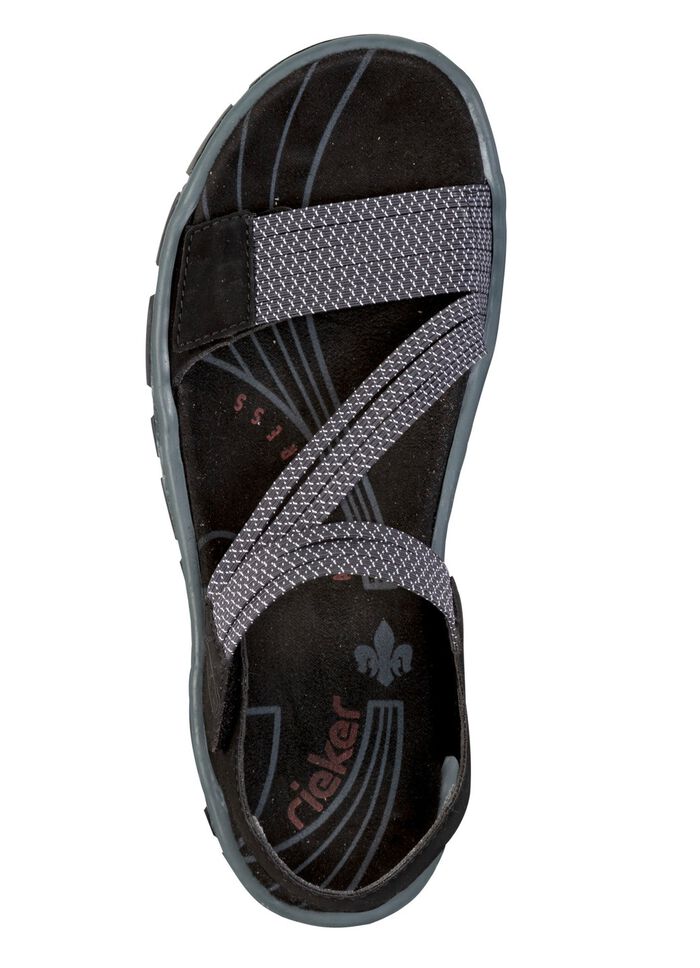 Rieker, sportiga damsandaler, med tv&aring; kardborreband SVART