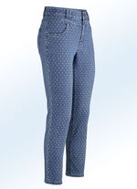Jeans med trendig prickdesign JEANS BLÅ