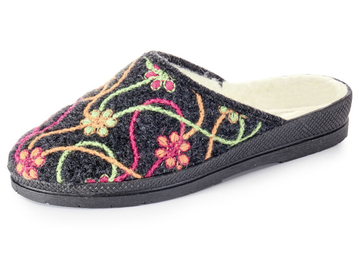 Varma damtofflor, med ny ull ANTRACIT-FÄRGRIK